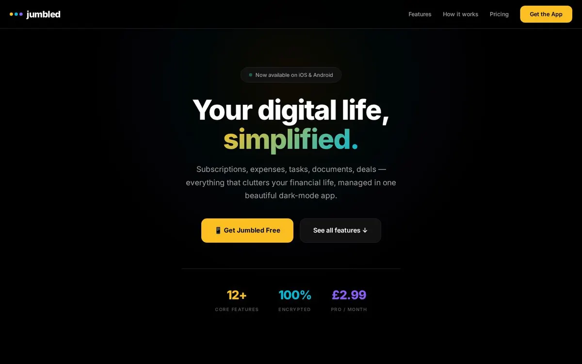 Jumbled homepage screenshot
