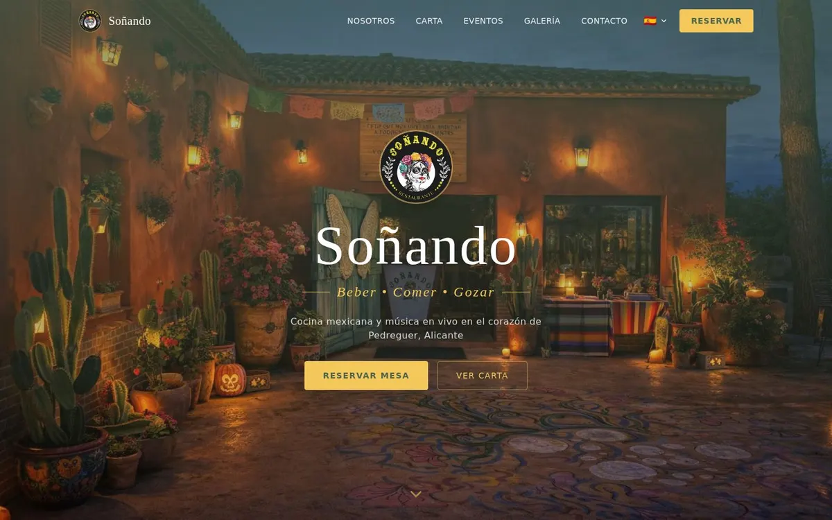 Soñando homepage screenshot
